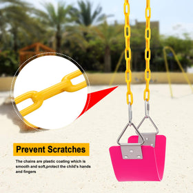 AGPTEK swing set pink EVA seat provides soft, comfortable seating