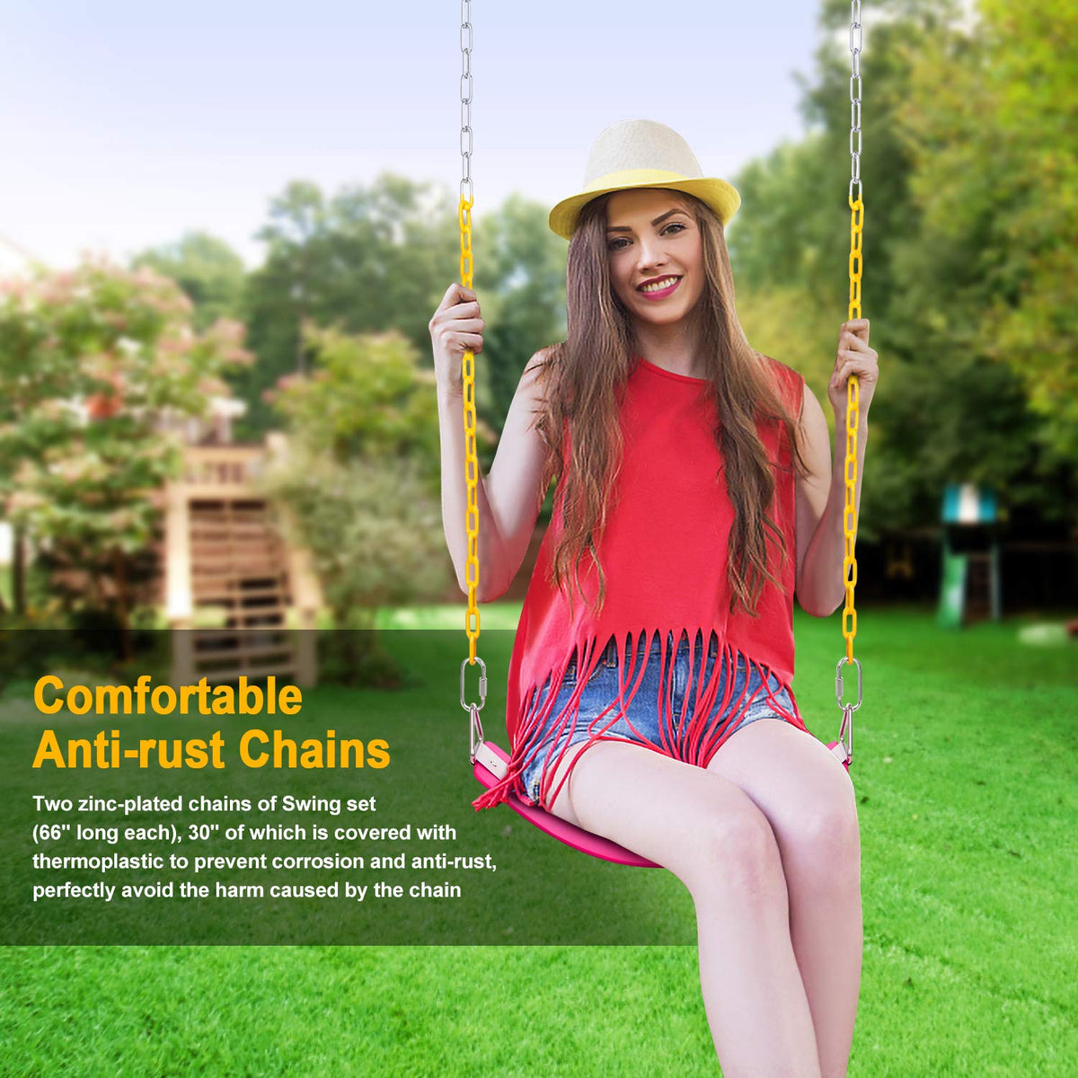 AGPTEK swing set thermoplastic-coated chains resist rust and protect fingers