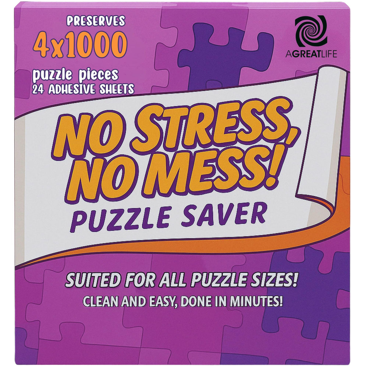 AGREATLIFE 24 puzzle saver sheets packaging highlights kit contents and ease of setup.
