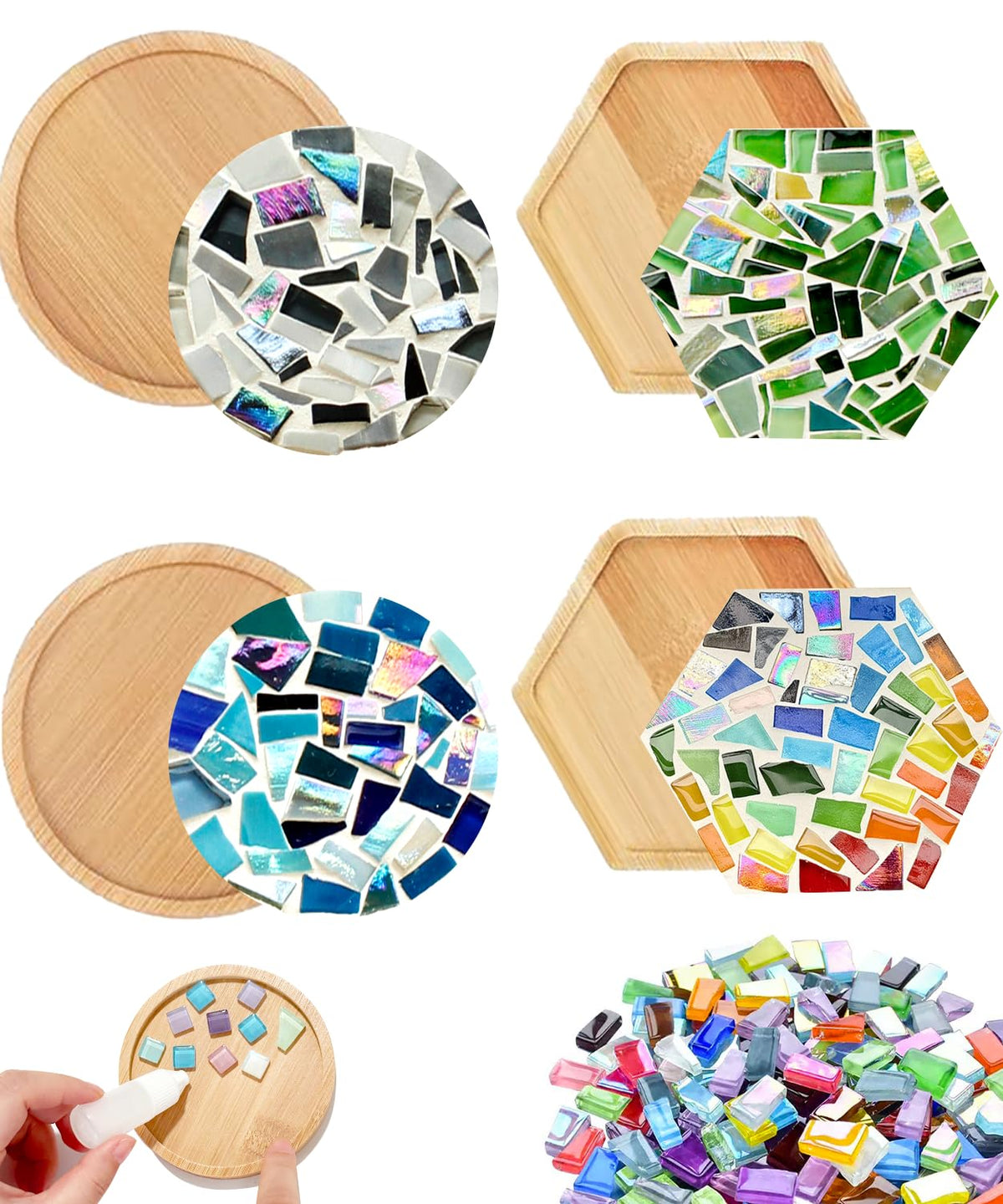 A&amp;H Zier mosaic kit with wooden coasters for personalized decor
