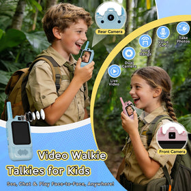 AH AEHIBO video walkie talkies pink front view, perfect for imaginative play and ease of use