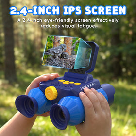 Ahalfcit kids binoculars capturing photos and videos during adventures