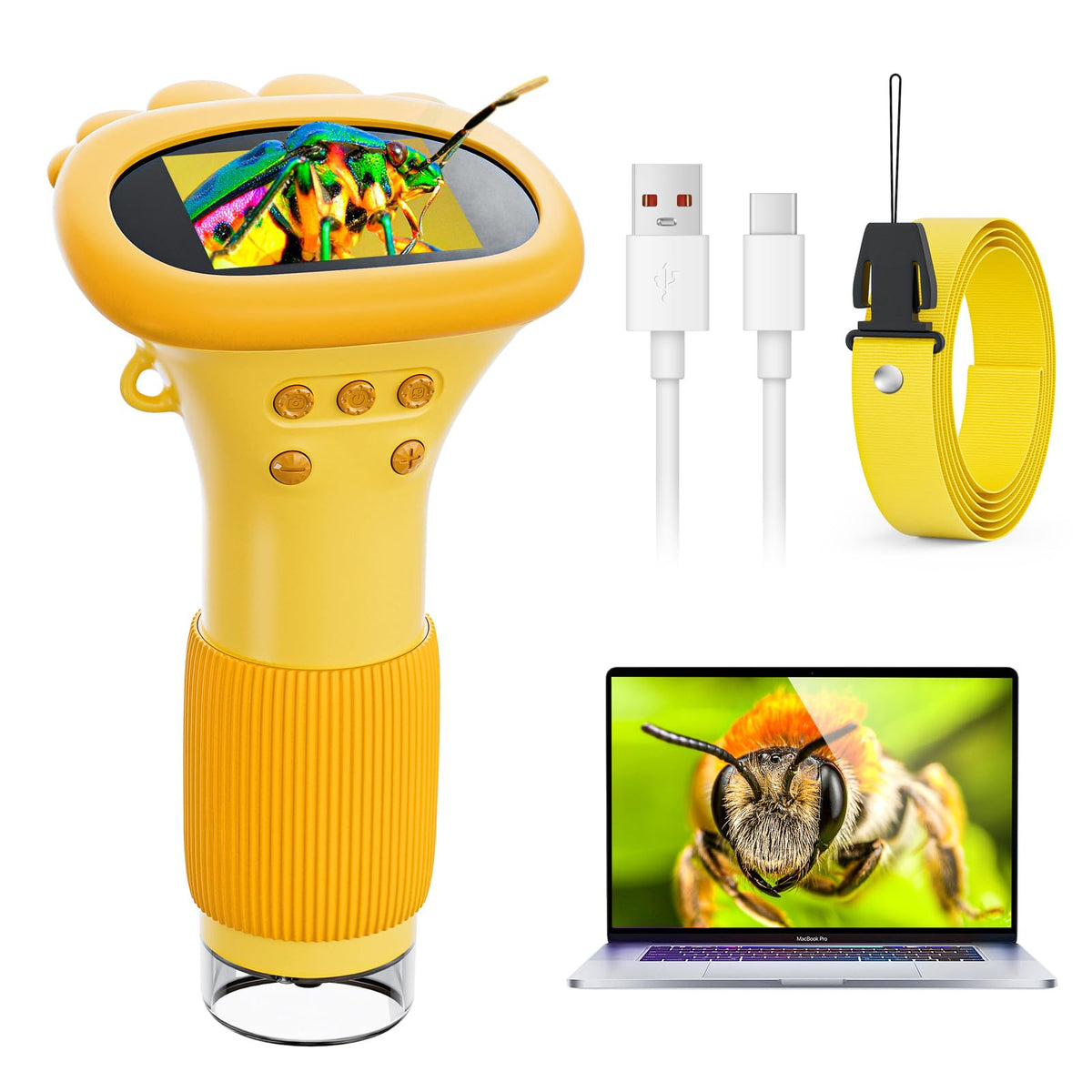 Ahalfcit kids microscope with 2-inch screen for clear magnified views.