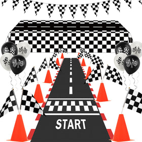 AHIER 61-piece race cone set for sturdy, stable yard decor for a race-themed party.