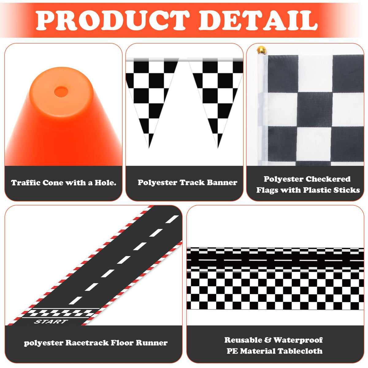 AHIER 9.8ft checkered banner adds finishing line flair to your setup.
