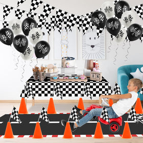 AHIER balloons enhance excitement and complete the race-themed scene.