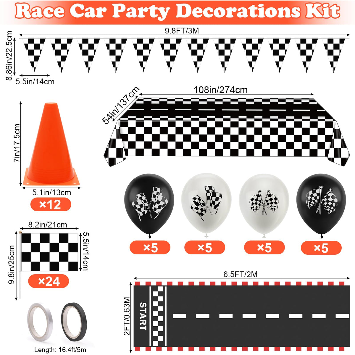 AHIER racing checkered flags with sticks create instant track vibes and easy insertion.