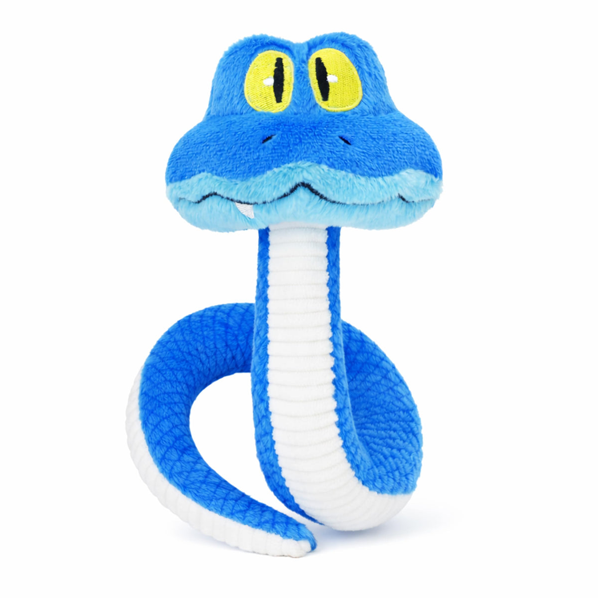 Ahlsense blue snake plush with a coiled body, perfect for cuddling and posing.