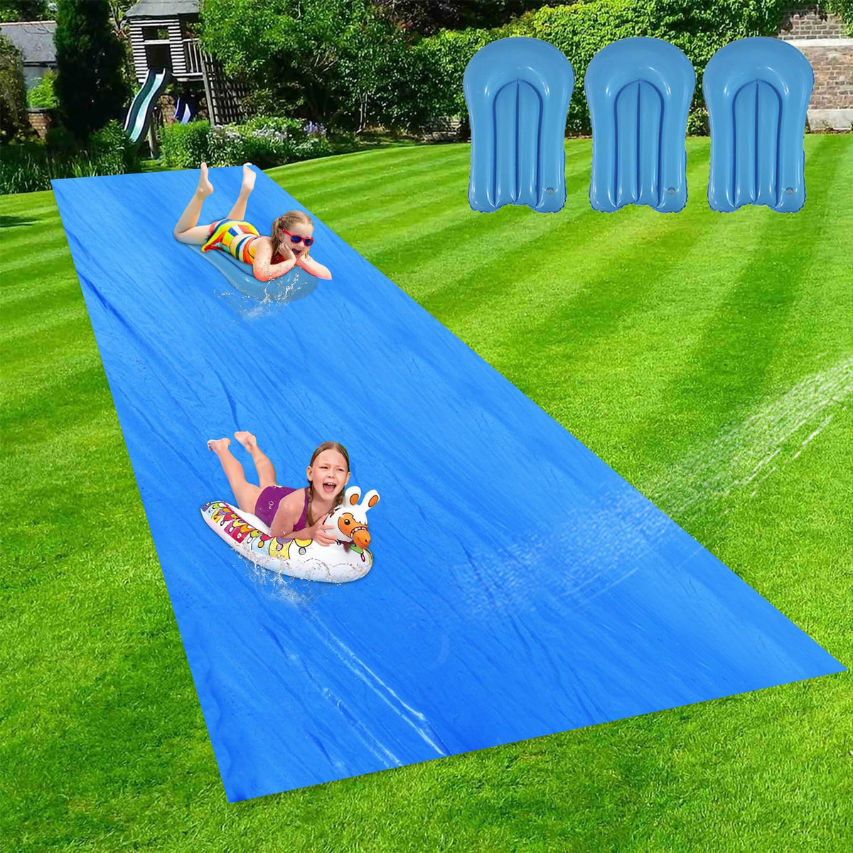 Ahpuhtan slip and slide 40x7.2 ft unfolded for spacious backyard fun.