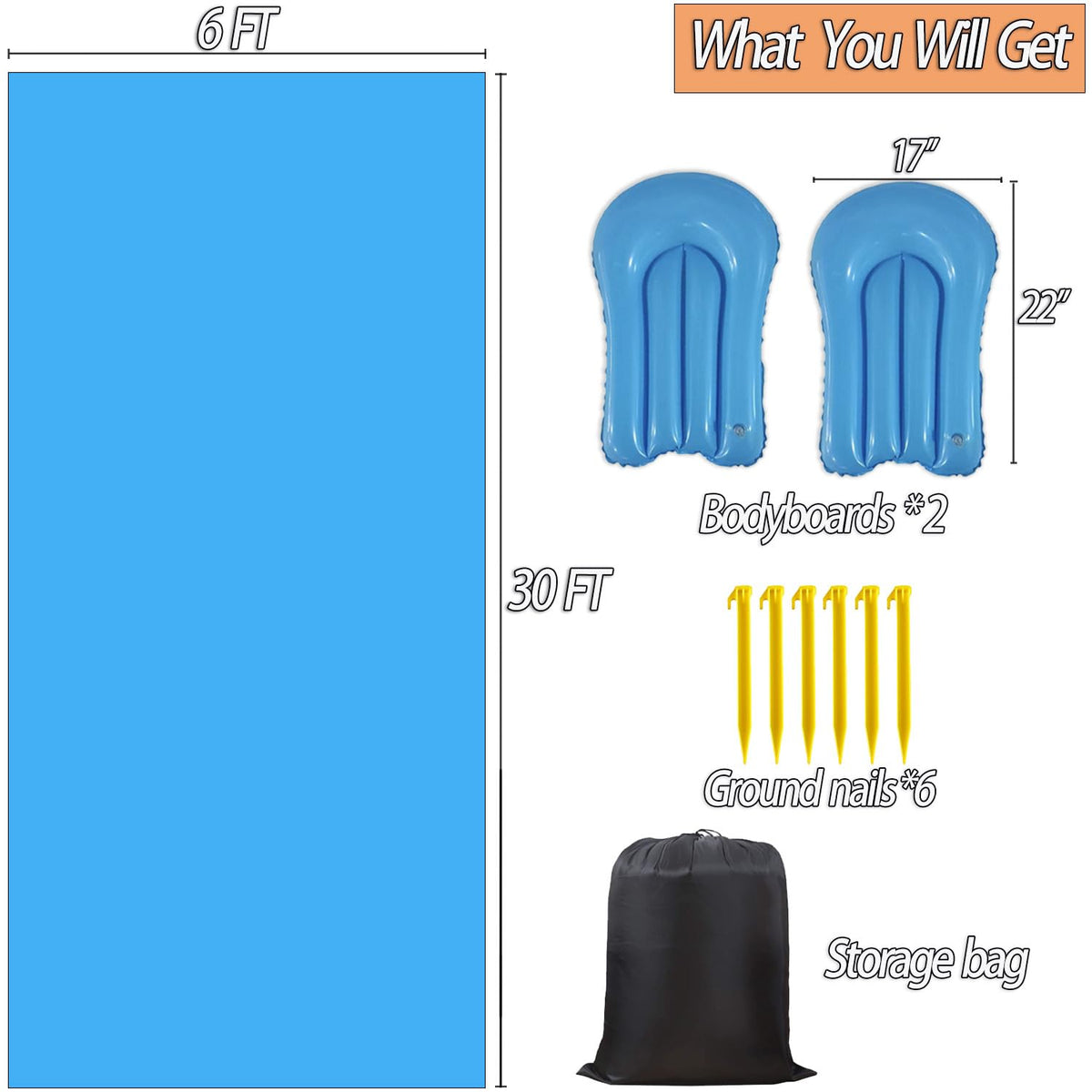 Ahpuhtan slip-n-slide with bodyboards ready for adult play