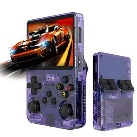 Ahuamty R36S front view shows retro handheld design ready to play