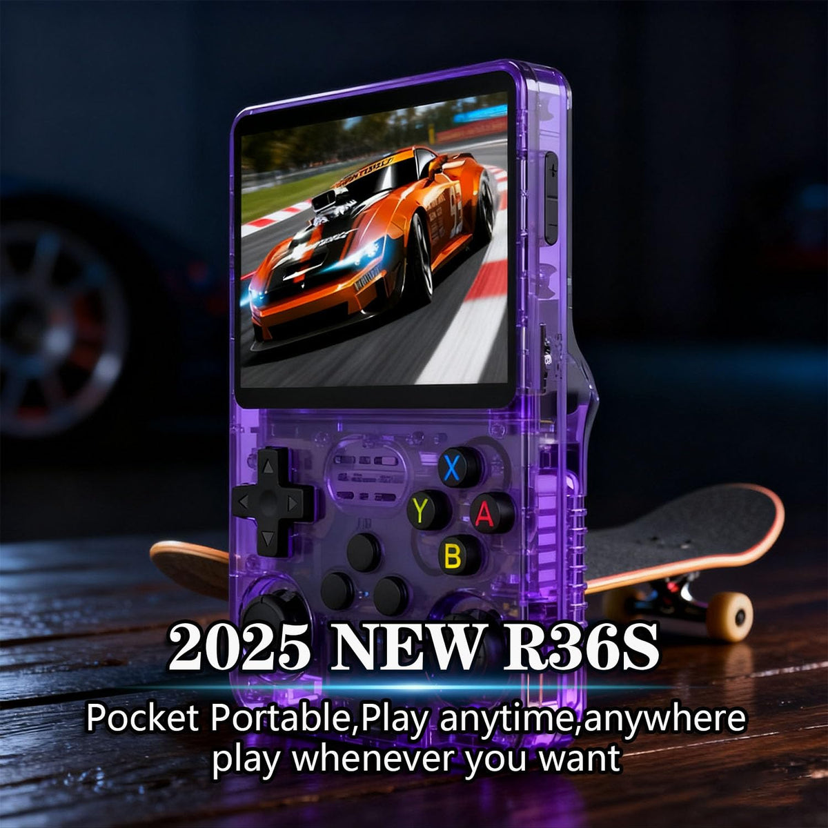Ahuamty R36S side view highlights ergonomic handheld form