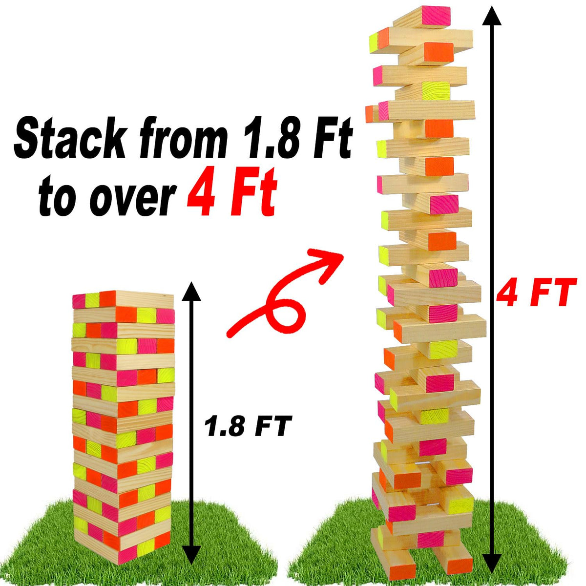 Ahuimeius blocks stack up as the tower grows during night play.