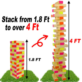 Ahuimeius blocks stack up as the tower grows during night play.