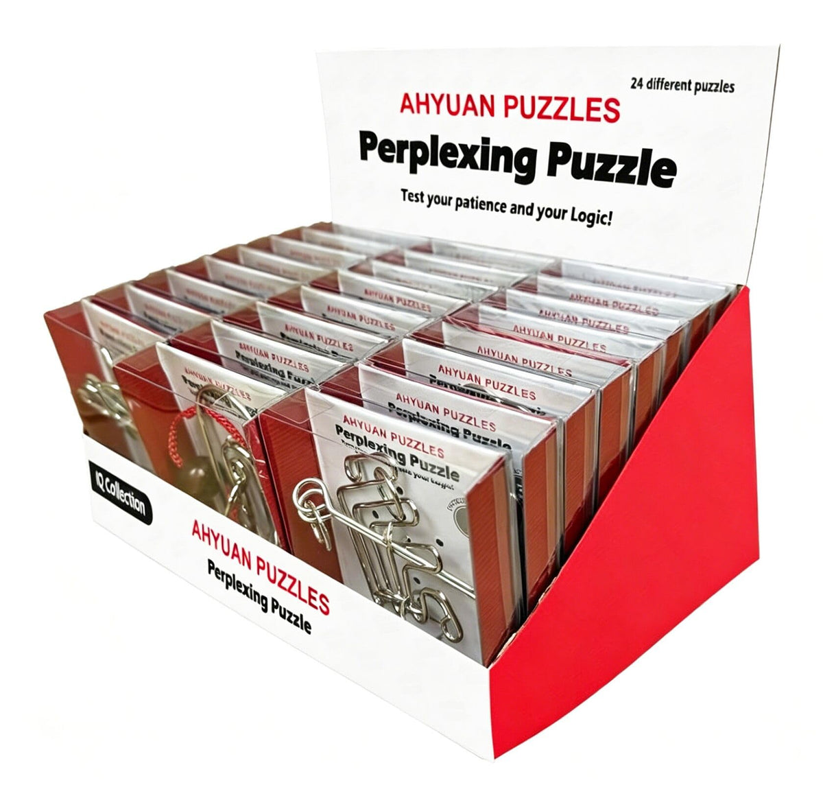 Ahyuan 24-pack metal puzzles in gift box, ideal as party favors.