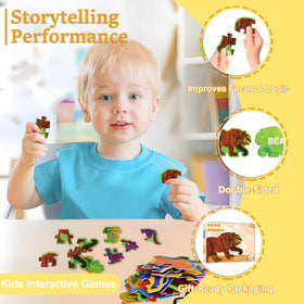 Ai fsem Brown Bear wooden puzzle back shows words to pair with pictures for language learning.