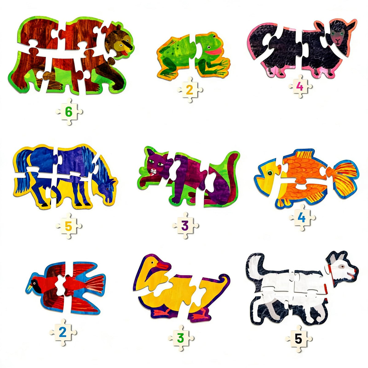 Ai fsem Brown Bear puzzle helps memory, recognition, and early literacy during play.