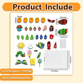 Ai fsem Very Hungry Caterpillar felt-board layout ready on a table for interactive preschool play