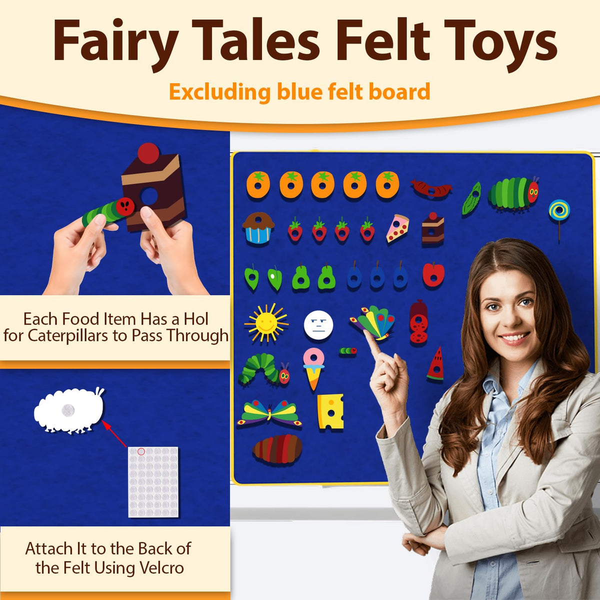 Ai fsem Very Hungry Caterpillar soft felt pieces, safe for little hands during hands-on exploration