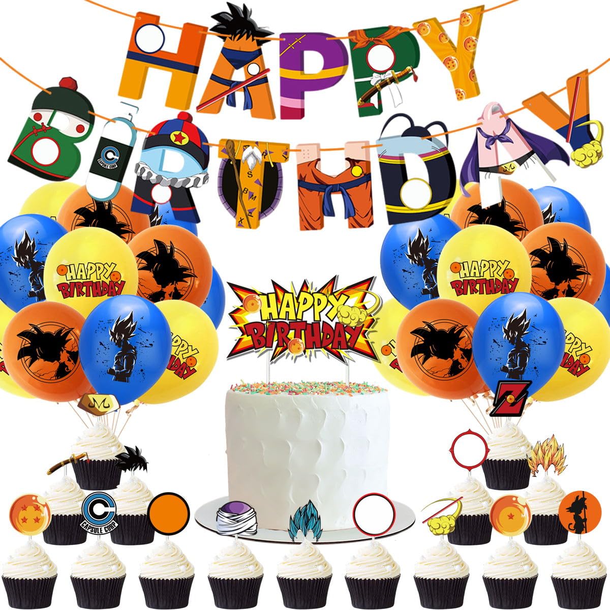 AI PARTY birthday banner with a bright Happy Birthday design for festive photos