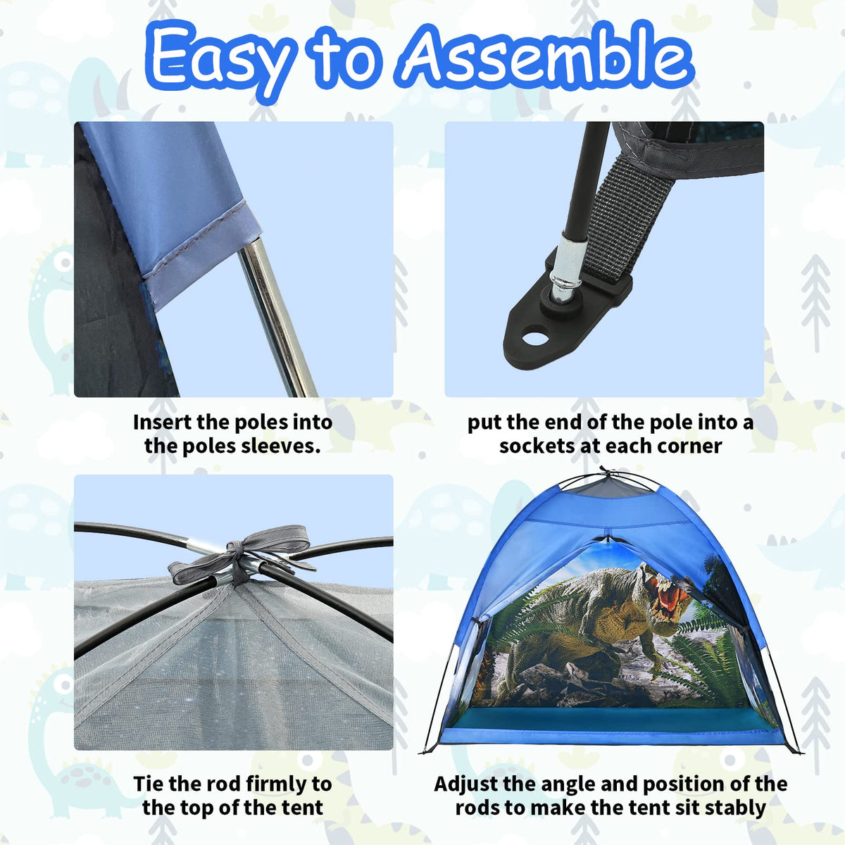 Ai-Uchoice dinosaur play tent durable-poles highlight long-lasting safety