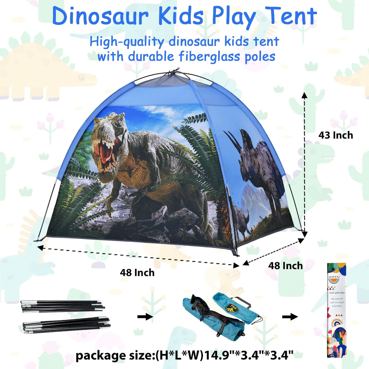 Ai-Uchoice dinosaur play tent folded-pack indicates portable storage in bag