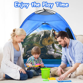Ai-Uchoice dinosaur play tent side view shows sturdy fiberglass poles