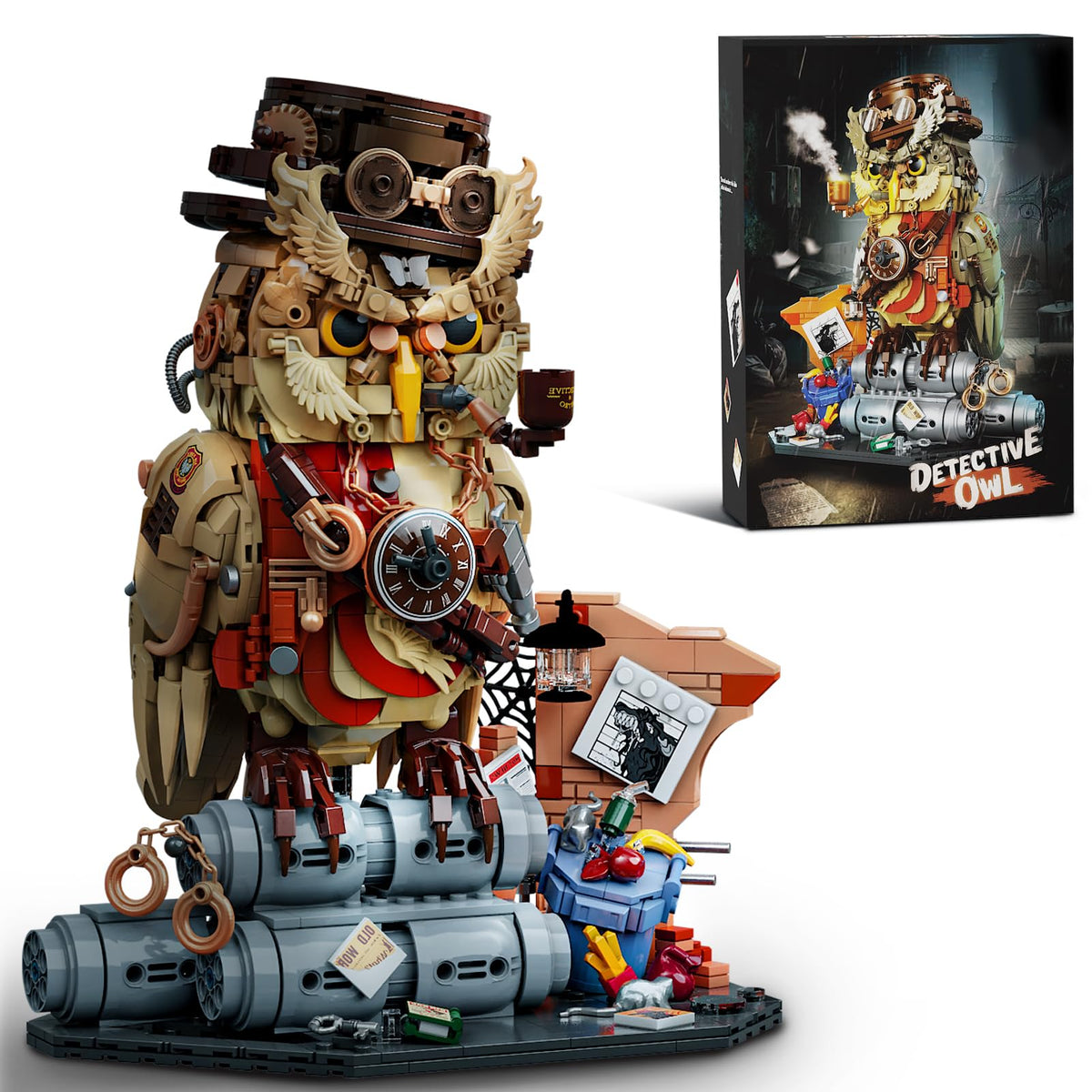 AibangBuildzy Detective Owl assembly on a desk promotes focused, creative problem solving.
