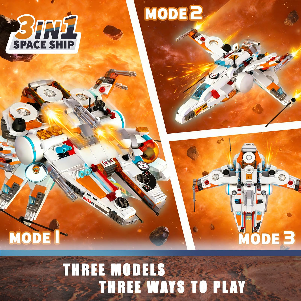 AibangBuildzy wing fighter model on display for desk or shelf decor.