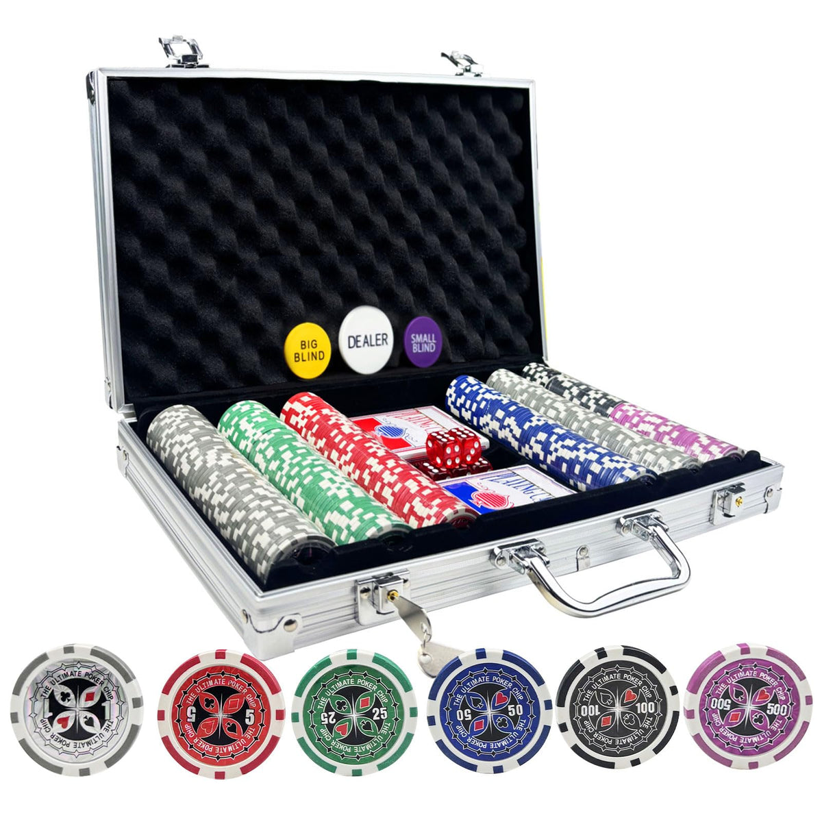 AIBETOMG poker chips in vibrant colors for easy denomination at a table.