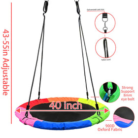 AIBETOMG saucer flying swing backyard setup for kids' activity.