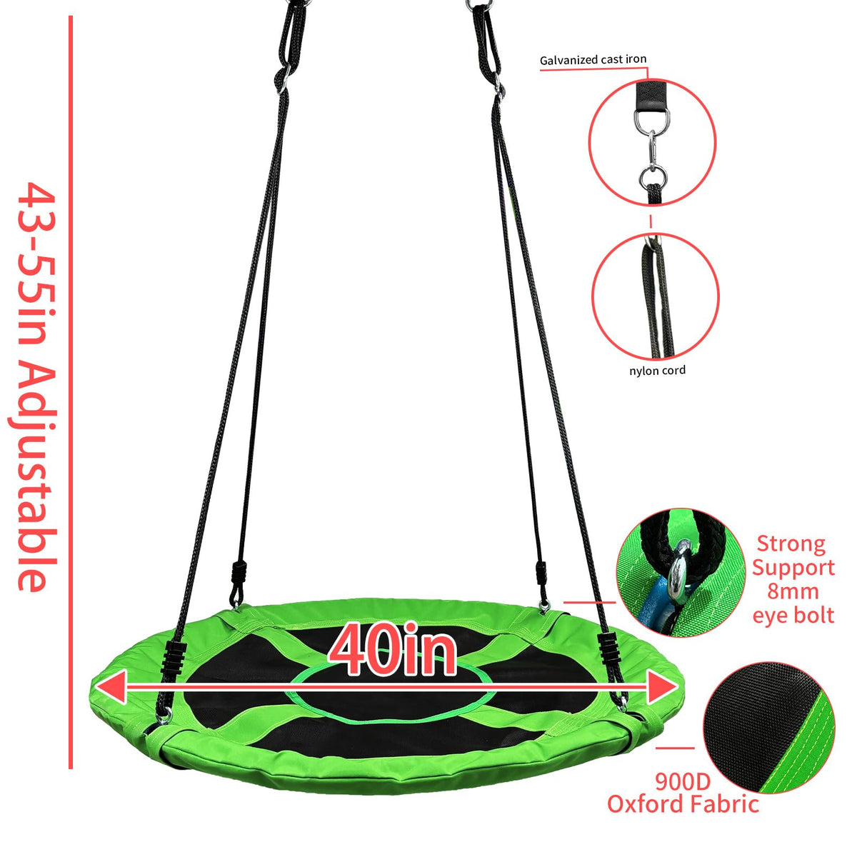aibetomg saucer-swing 40inch in garden, versatile for trees and playspaces.