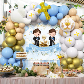 AIBIIN baptism celebration decor kit enhances a boy's first communion atmosphere.