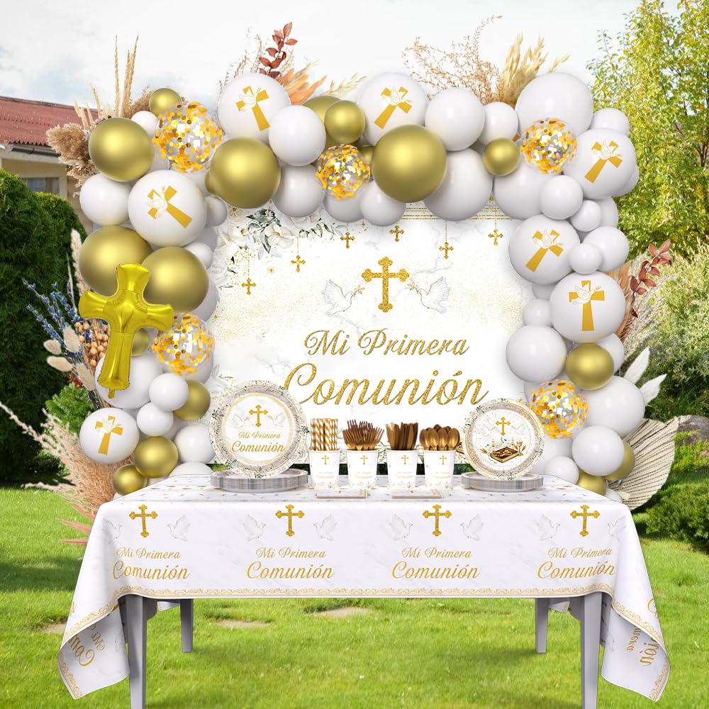 AIBIIN Mi Primera Comunion gold balloons set to elevate the celebration.