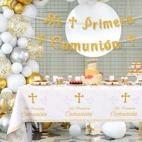 AIBIIN cross napkins in white and gold add elegance and practicality.