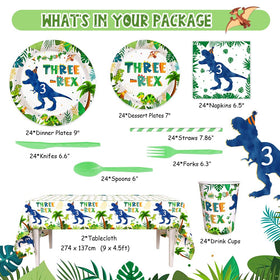 AIBIIN Three Rex 7-inch plates for kid-friendly meals and simple cleanup.