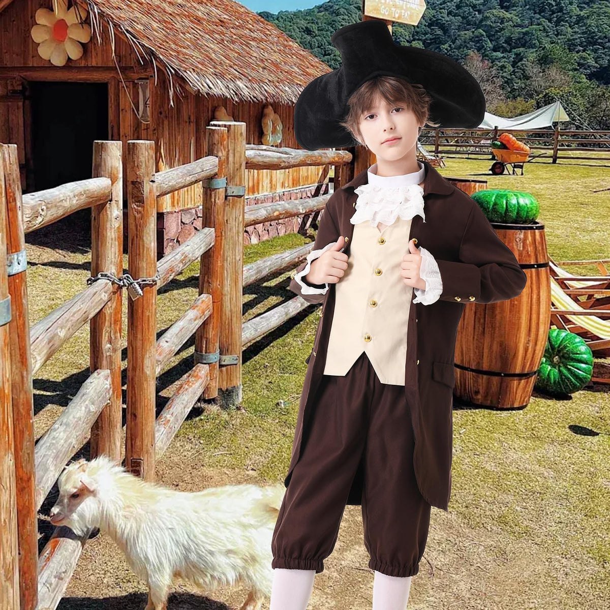 aicoaub Kids Colonial Costume hat completes period look and helps imagination