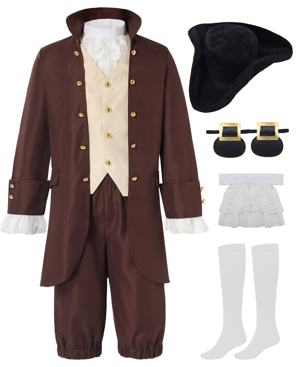 aicoaub Kids Colonial Costume jacket for an authentic, comfortable 18th century look
