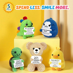 AicooFest bear crochet figure offers cuddly comfort and desk warmth.