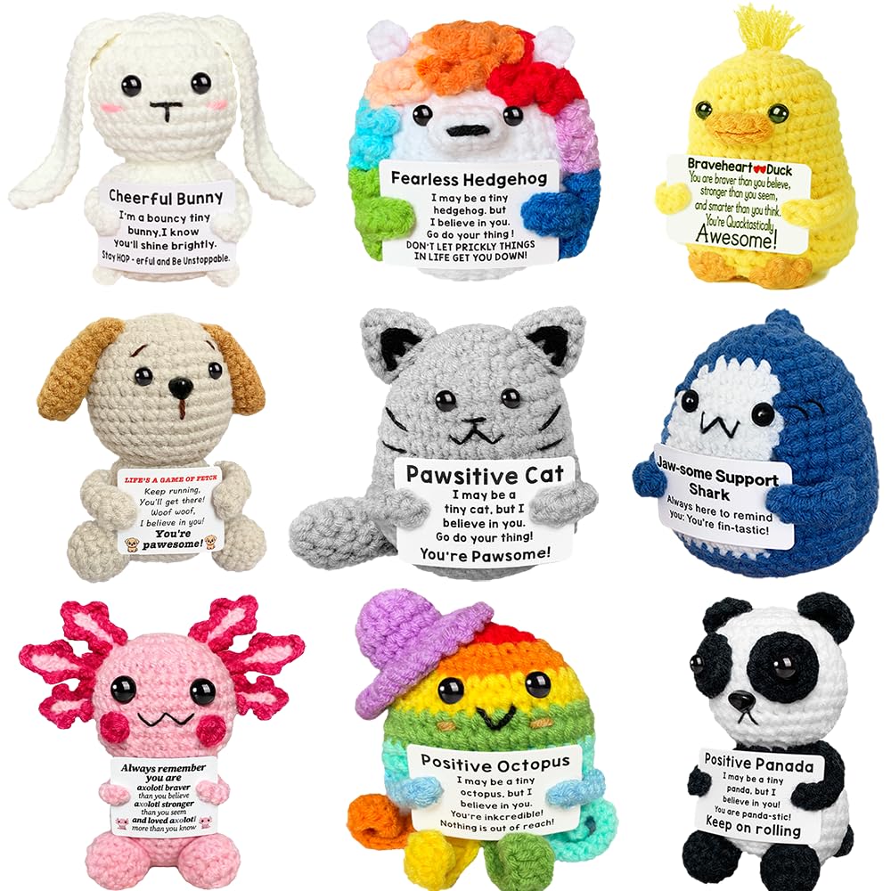 AicooFest bunny crochet plush for desk decor and mood boost.