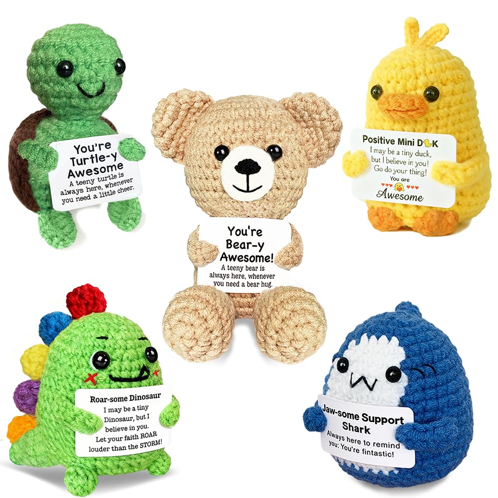 AicooFest positive crochet animals pack, uplifting and gift-ready.