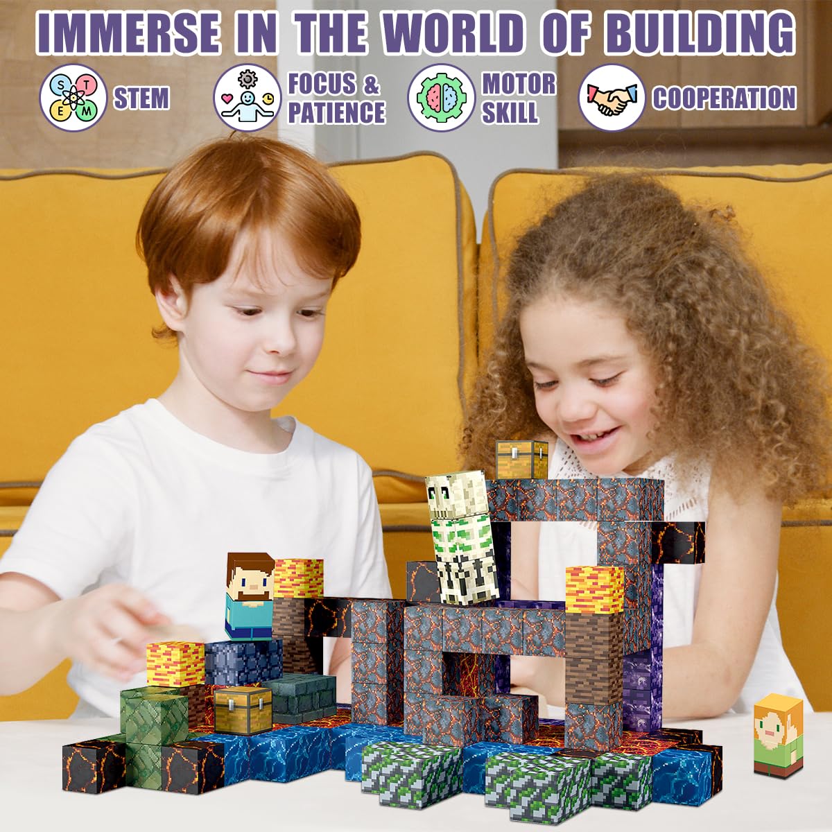AIDYVOI kids building play scene illustrates collaborative learning and shared storytelling.