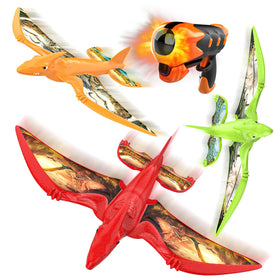 Aiencsai dinosaur airplane launcher set shown with vibrant colors for outdoor play.