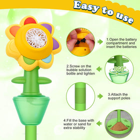 AIERSA Adjustable-height bubble stand keeps unit stable on grass or pavement.
