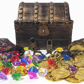 AiFanS pirate treasure chest closed, durable play prop for kids' imaginative adventures.