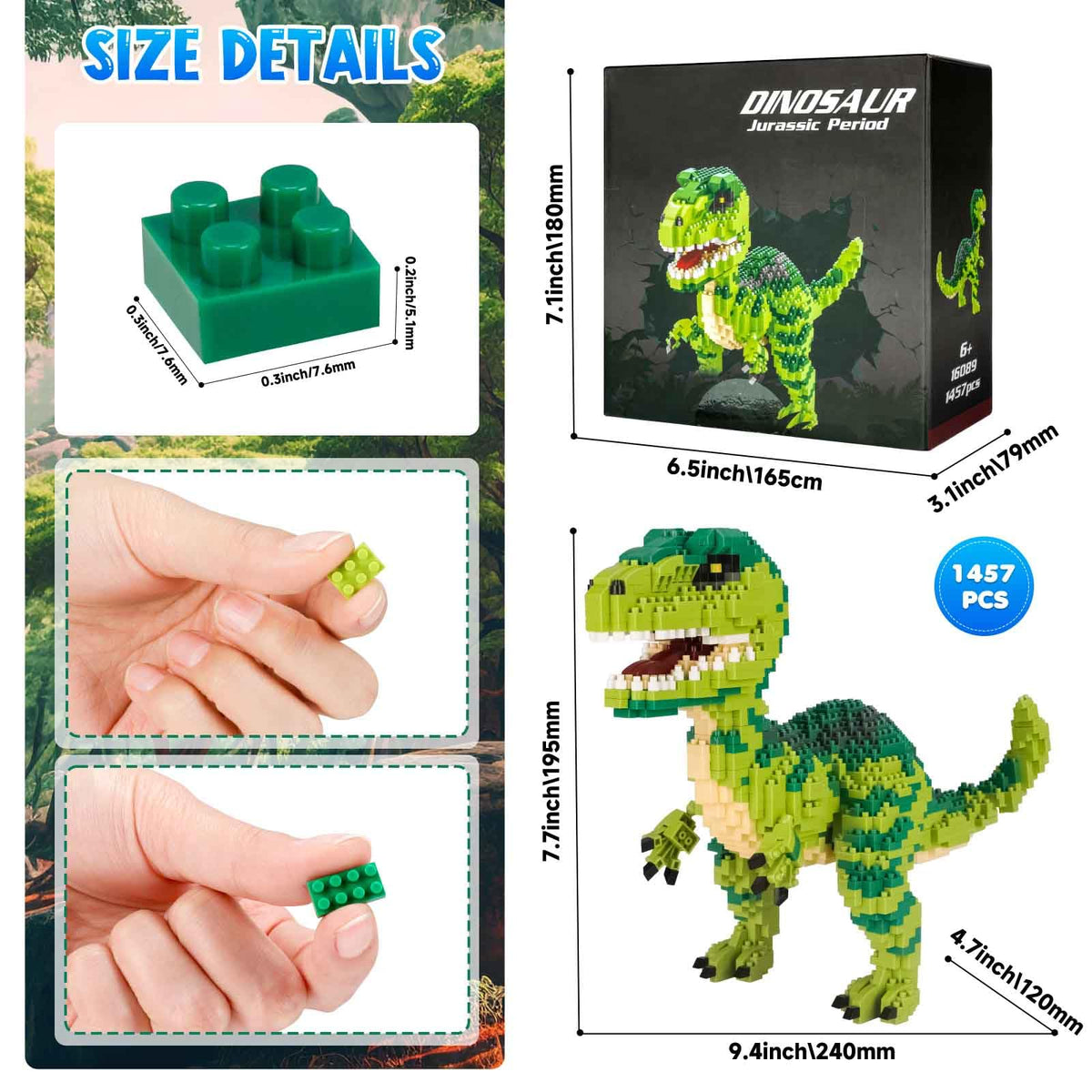 Aigidusansu Velociraptor mini-blocks enable color-rich detailing during assembly.