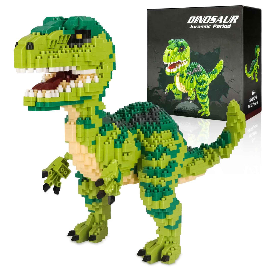 Aigidusansu Velociraptor mini-blocks showcase detailed colors for a satisfying build.