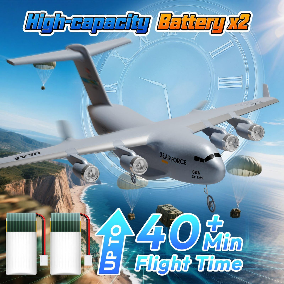 AIGIMU plane delivers over 40 minutes flight time with dual batteries