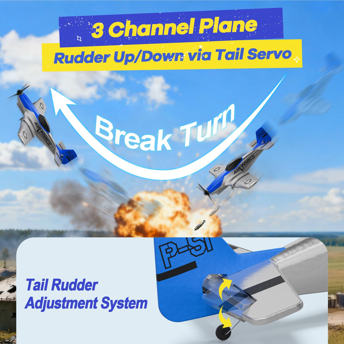 AIGIMU RC Airplane features gyro stability for smooth flights.