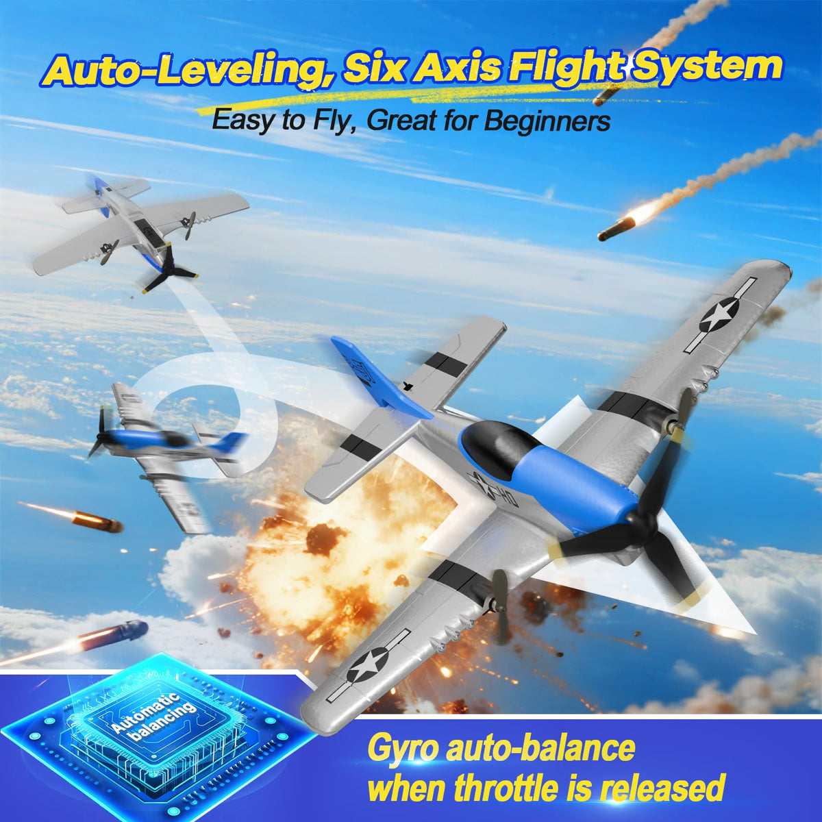 AIGIMU RC Plane highlights two takeoff modes for flexibility.